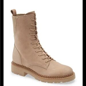 Sam Edelman Beige Lace-Up Boots Lex Lug  size 8